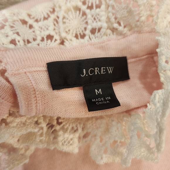 J.Crew Pink Tippi Sweater with Lace Collar 100% Merino Wool Size Medium NWOT - Picture 5 of 10